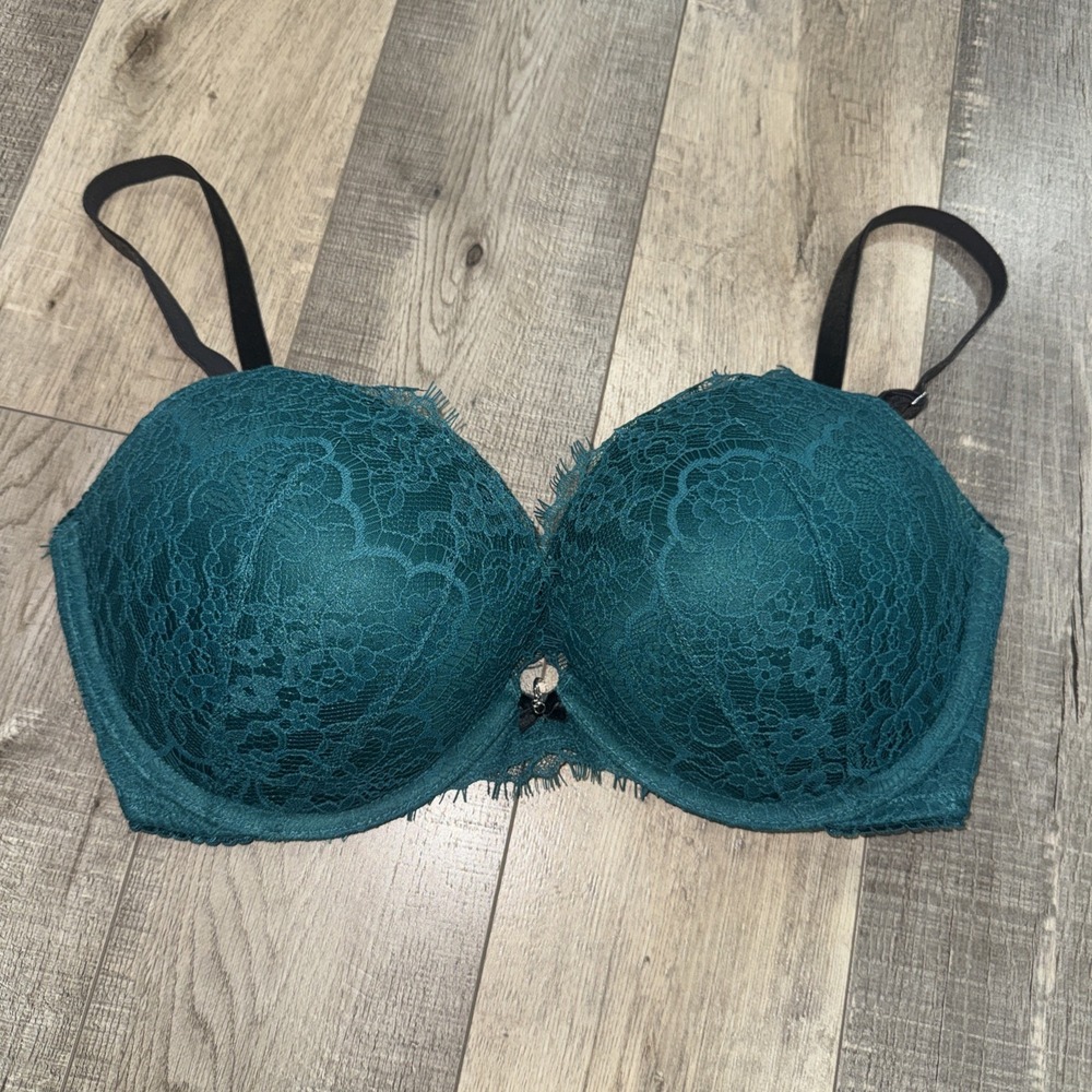 Victoria's Secret Dream Angels Teal Lace Padded Push Up Bra 34DD